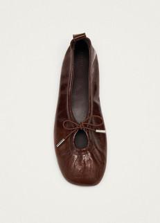 Rosalind Patent Brown Leather Ballet Flats via Alohas