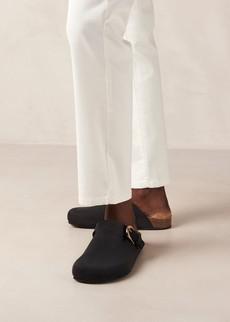 Travis Black Leather Mules via Alohas