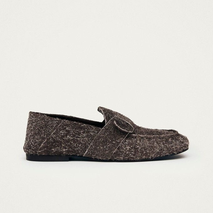 Aeryn Suede Fuzzy Brown Leather Loafers from Alohas