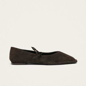 Sway Suede Coffee Brown Leather Ballet Flats from Alohas