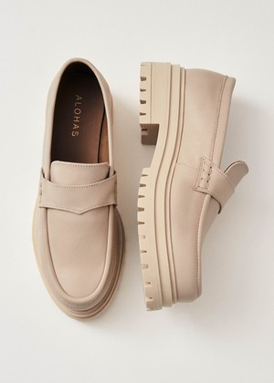 Obsidian Cream Leather Loafers from Alohas