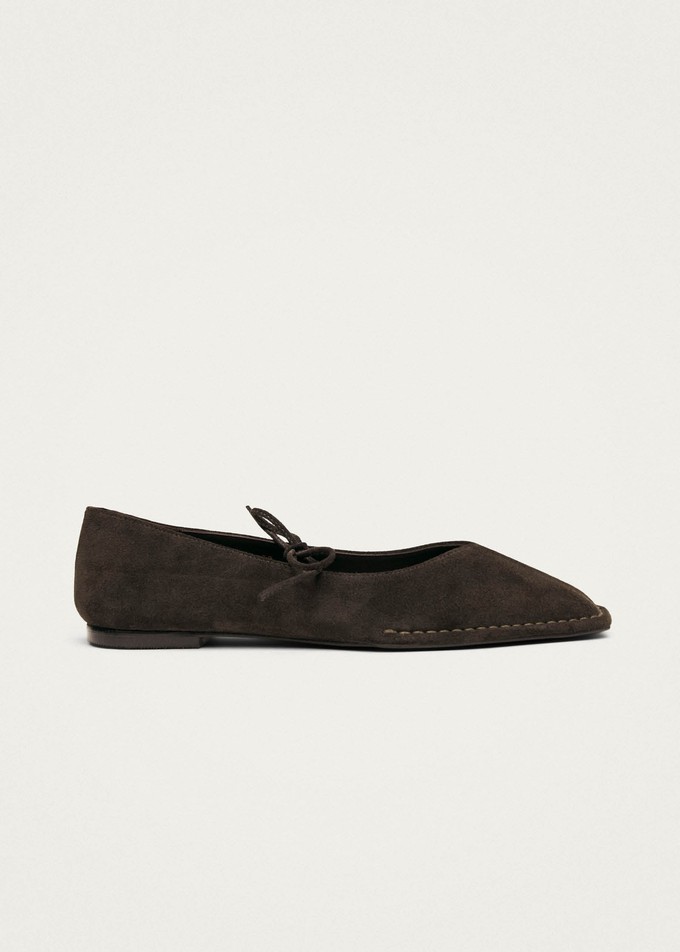 Sway Suede Coffee Brown Leather Ballet Flats from Alohas