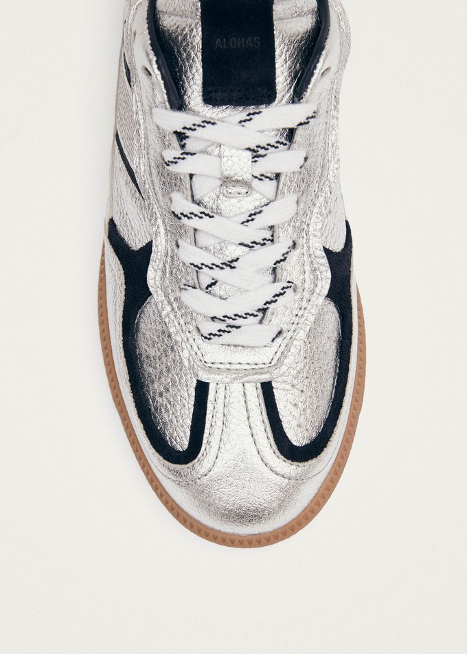 Tb.490 Grain Shimmer Silver & Navy Leather Sneakers from Alohas