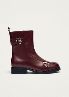 Agyness Burgundy Leather Ankle Boots via Alohas