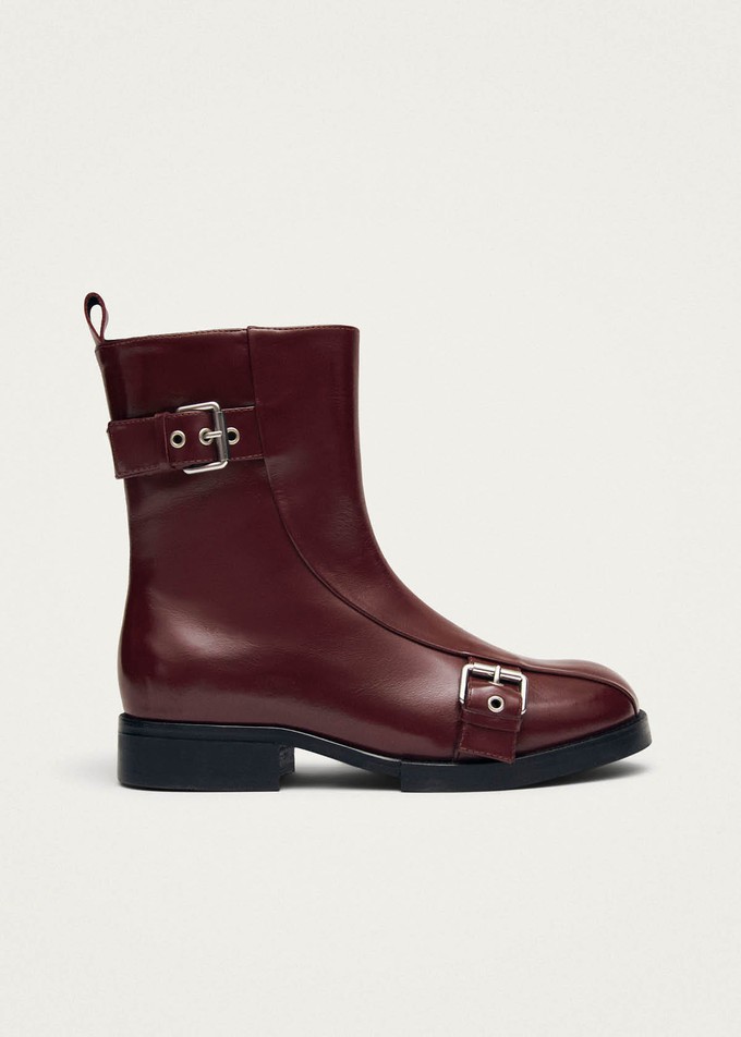 Agyness Burgundy Leather Ankle Boots from Alohas