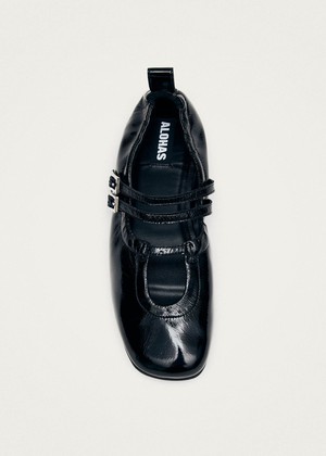 Anne Onix Black Leather Ballet Flats from Alohas