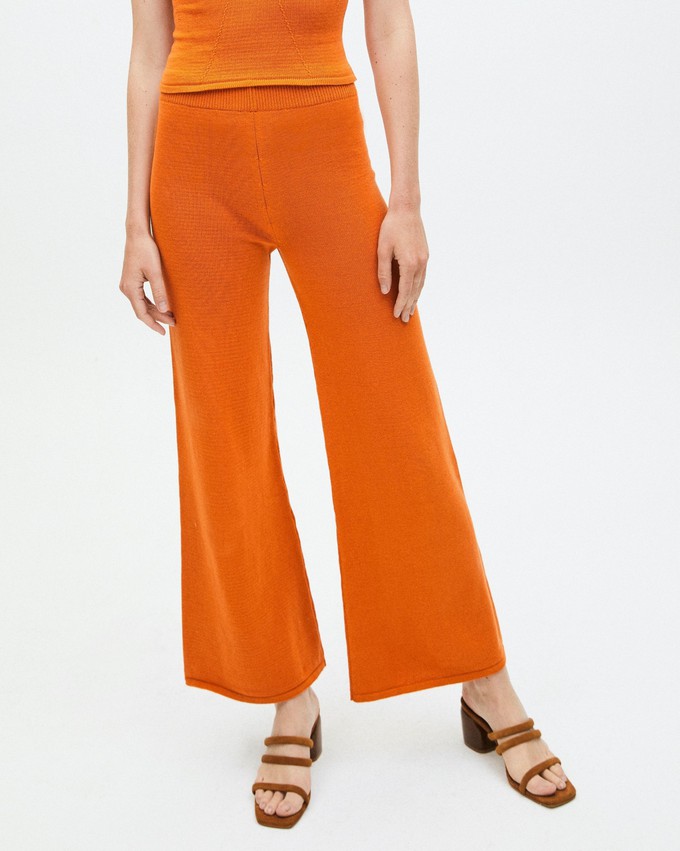 Easy Wide Knit Pants Clementine Orange from Alohas