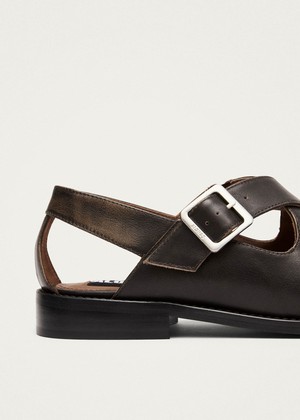 Marion Brushed Tan Leather Ballet Flats from Alohas
