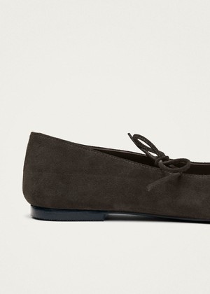 Sway Suede Coffee Brown Leather Ballet Flats from Alohas