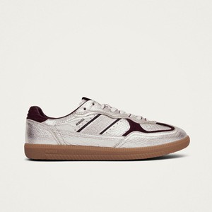 Tb.490 Grain Shimmer Silver & Burgundy Leather Sneakers from Alohas