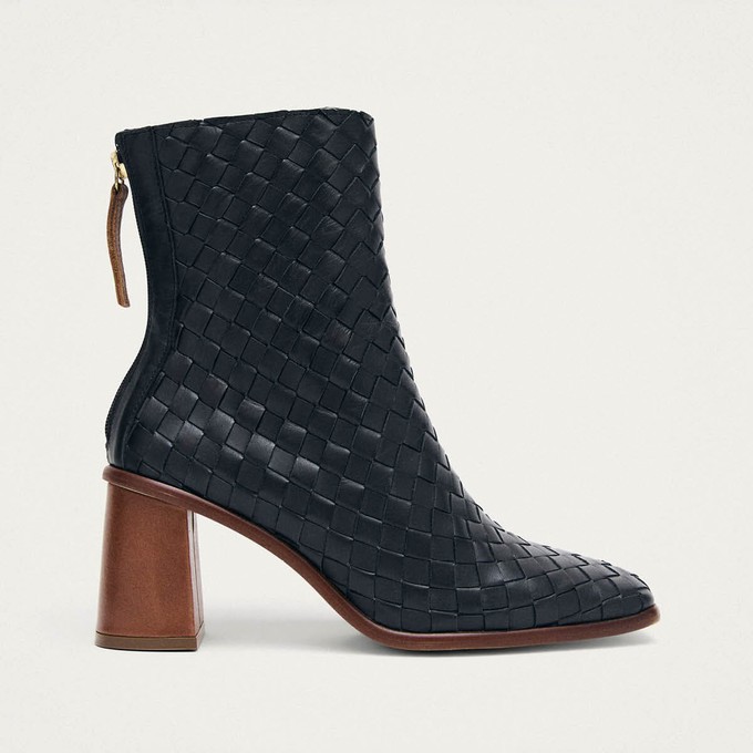 West Braided Black Leather Ankle Boots from Alohas