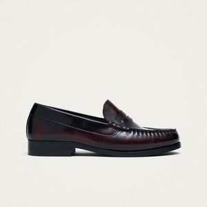 Rivet Vintage Effect Burgundy Leather Loafers from Alohas