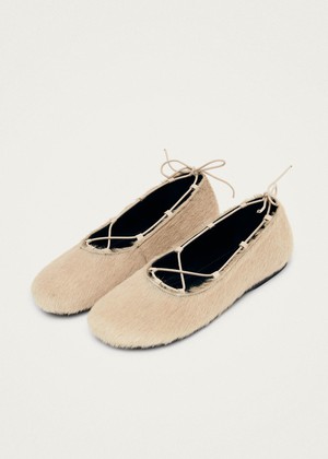 Hollis Soft Cream Leather Ballet Flats from Alohas