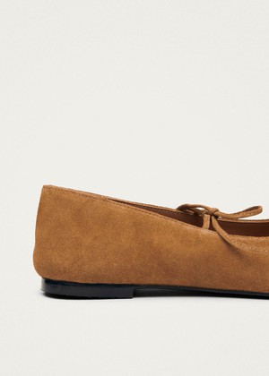 Sway Suede Tan Leather Ballet Flats from Alohas