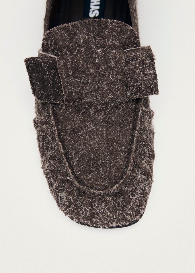 Aeryn Suede Fuzzy Brown Leather Loafers from Alohas