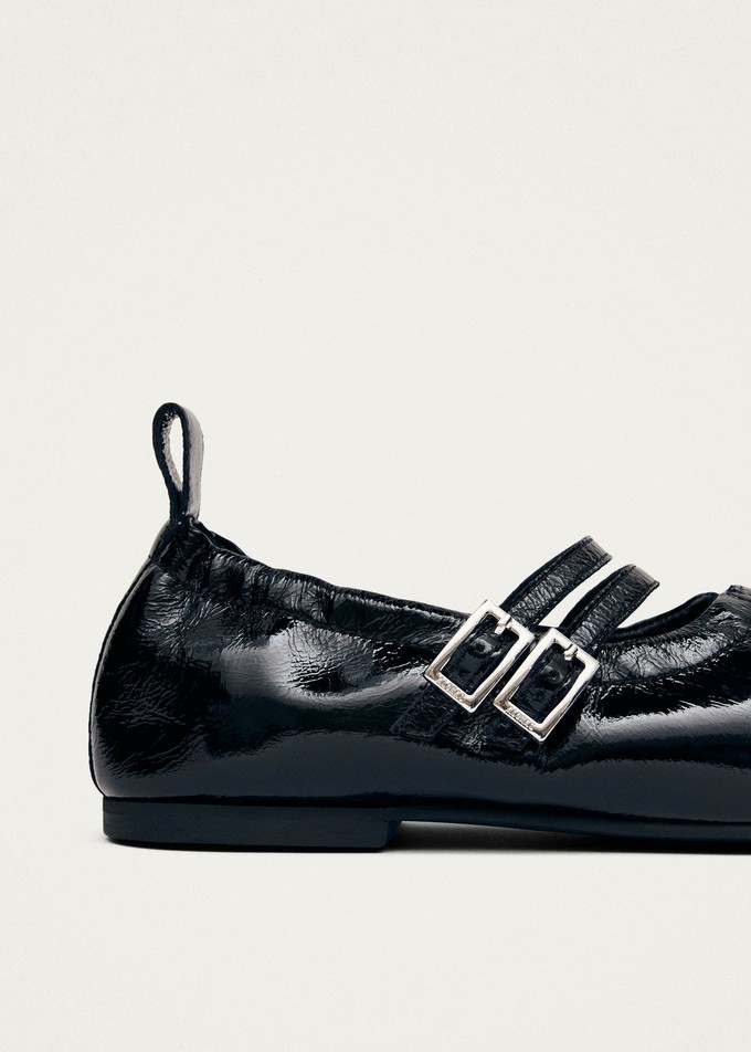 Anne Onix Black Leather Ballet Flats from Alohas