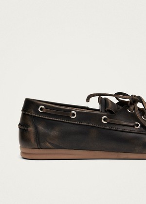 Rowan Brushed Brown Leather Loafers from Alohas