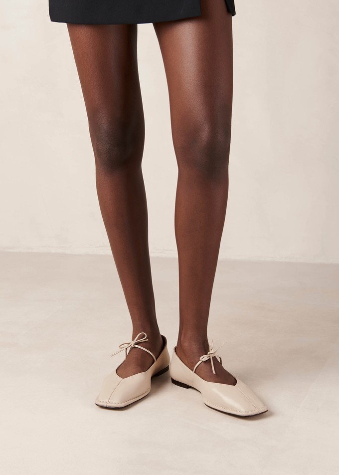 Sway Cream Leather Ballet Flats from Alohas