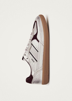 Tb.490 Grain Shimmer Silver & Burgundy Leather Sneakers from Alohas