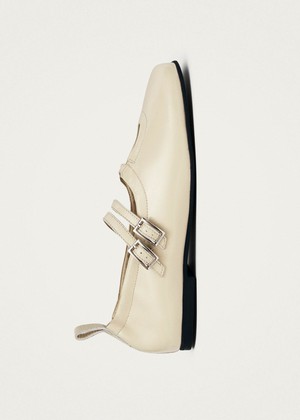 Anne Onix Cream Leather Ballet Flats from Alohas
