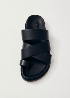 Harllow Black Leather Sandals via Alohas