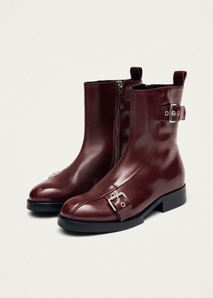 Agyness Burgundy Leather Ankle Boots from Alohas