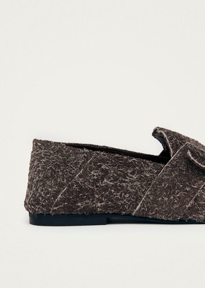 Aeryn Suede Fuzzy Brown Leather Loafers from Alohas