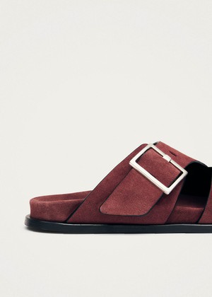 Alba Suede Burgundy Leather Sandals from Alohas