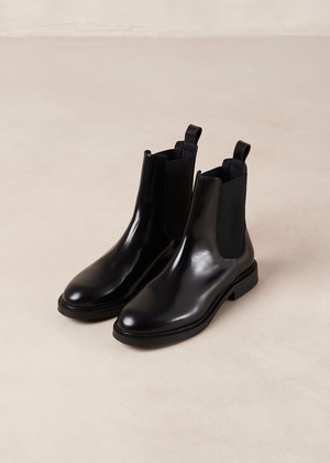 Lanz Black Leather Ankle Boots from Alohas