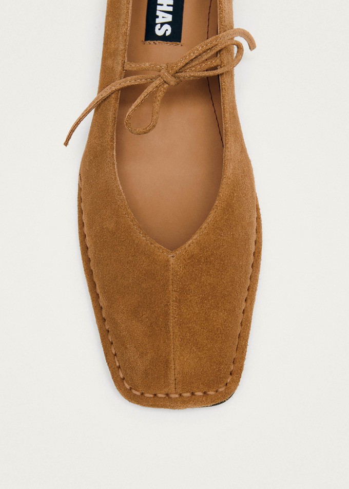 Sway Suede Tan Leather Ballet Flats from Alohas