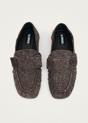 Aeryn Suede Fuzzy Brown Leather Loafers from Alohas