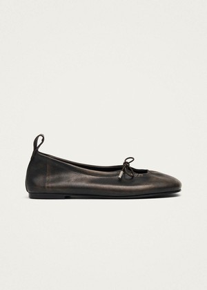 Rosalind Brushed Brown Leather Ballet Flats from Alohas