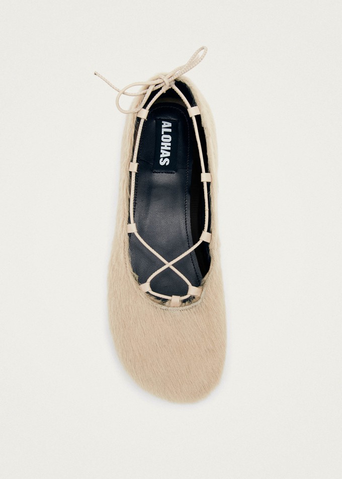 Hollis Soft Cream Leather Ballet Flats from Alohas