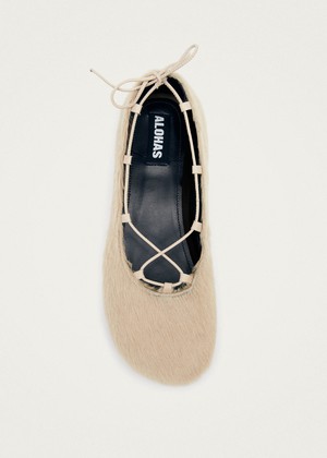 Hollis Soft Cream Leather Ballet Flats from Alohas