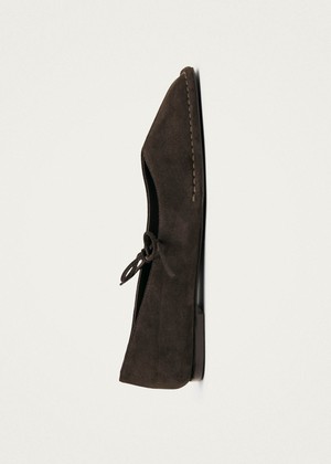 Sway Suede Coffee Brown Leather Ballet Flats from Alohas