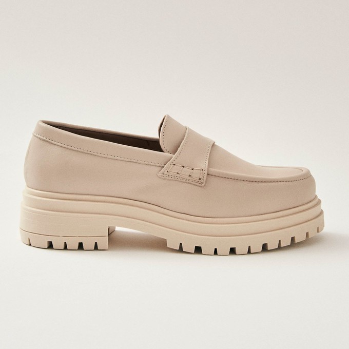 Obsidian Cream Leather Loafers from Alohas