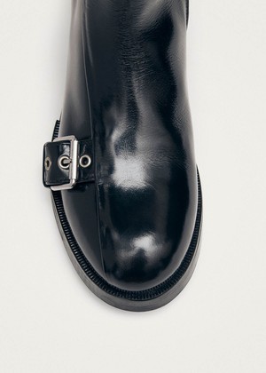 Agyness Black Leather Ankle Boots from Alohas