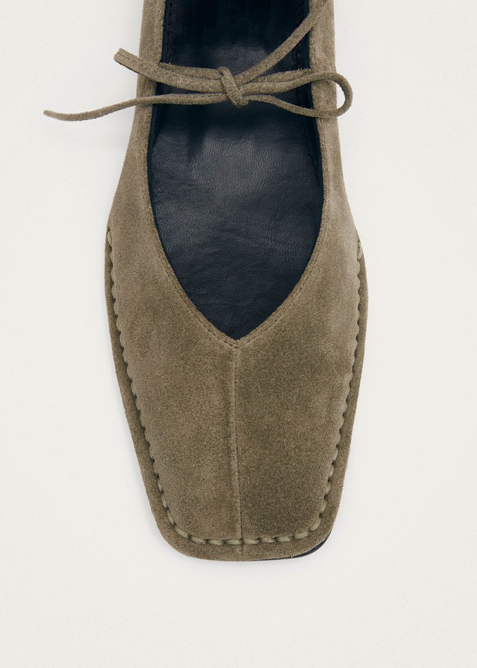 Sway Suede Khaki Leather Ballet Flats from Alohas