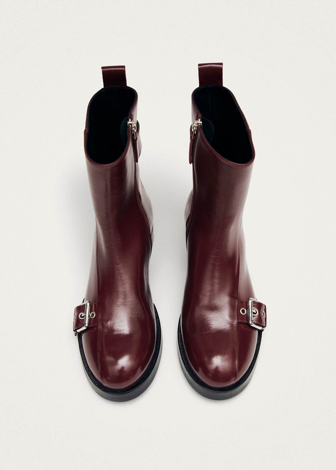 Agyness Burgundy Leather Ankle Boots from Alohas