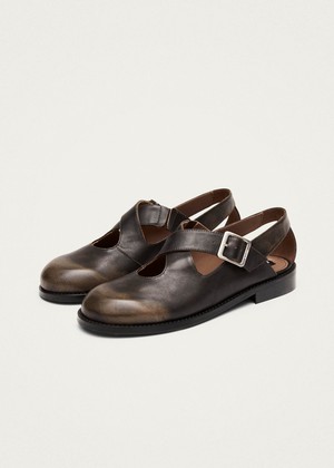 Marion Brushed Tan Leather Ballet Flats from Alohas