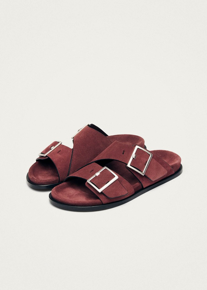 Alba Suede Burgundy Leather Sandals from Alohas