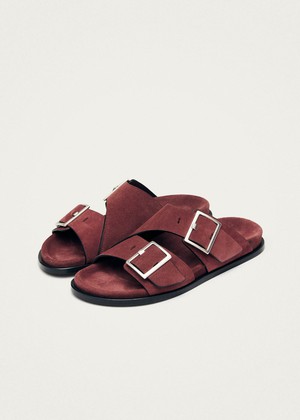 Alba Suede Burgundy Leather Sandals from Alohas