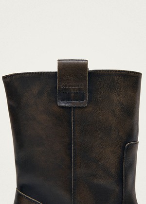 Rajan Vintage Effect Brown Leather Boots from Alohas