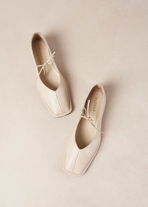 Sway Cream Leather Ballet Flats from Alohas