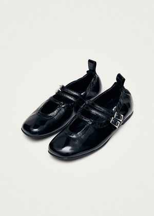 Anne Onix Black Leather Ballet Flats from Alohas