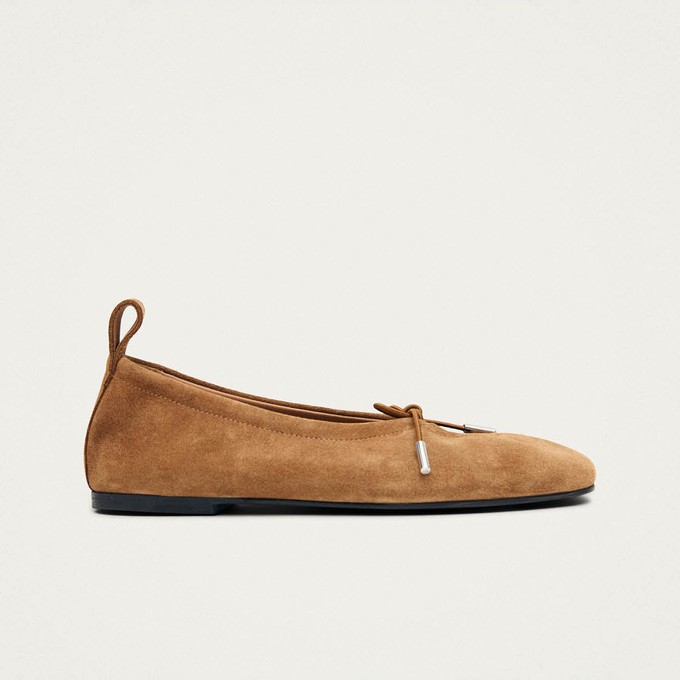 Rosalind Suede Tan Leather Ballet Flats from Alohas