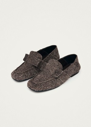 Aeryn Suede Fuzzy Brown Leather Loafers from Alohas