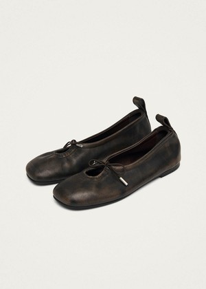 Rosalind Brushed Brown Leather Ballet Flats from Alohas