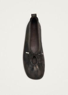 Rosalind Brushed Brown Leather Ballet Flats via Alohas