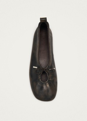 Rosalind Brushed Brown Leather Ballet Flats from Alohas